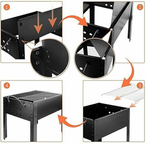 Caligril Barbecue Grill - Handig Meeneem BBQ - Makkelijk opzetten - 50x30x50CM - 3.1KG